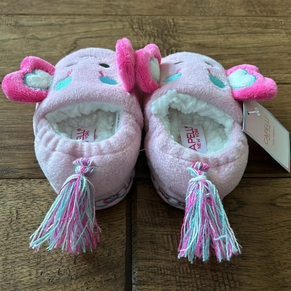 Capelli New York Cozy Slippers Pink Butterflies Toddler Size Small 4/5 New NWT